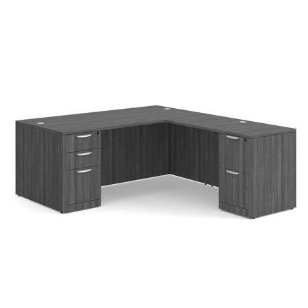 OFFICESOURCE OS Laminate Collection Double Full Pedestal ''L'' Desk - 71'' x 36'' DBLFLPL101CG
